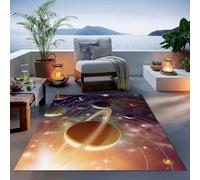 QIYFOZ Solar System 3D Printed Galaxy Carpet for Girls Bedroom Large Yellow Blue Decorative Rug for Kids Room Soft Flannel Area Rug 47x71 inches Perfect for Living Room or Play Area