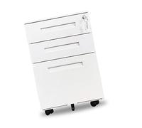QIYFOZ Solid Wood Desktop Storage Box with Lockable Drawers and Printer Stand Mobile Vertical File Cabinet with Wheels for Office Organization (B)