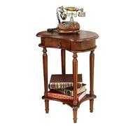 QIYFOZ Telephone Table, American Carved Side Table,Shelves with Drawers,Telephone Living Room Side Table,European Style Retro Flower Pot Decoration Table (Color:Light Walnut,Siz