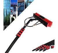 QIYFOZ Telescopic Window Cleaning Pole 3.6-11m, Water Fed Brush Kit for Solar Panels, Extendable Hose Cleaning Tool with 32cm Brush Head, 24FT Reach for Photovoltaic Maintenance