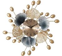 QIYFOZ Wall Clock Iron art ginkgo leaf wall clock home living room wall sticker wall clock Wall Decor Clock