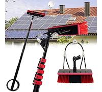 QIYFOZ Water Fed Window Cleaning Pole Kit, 6-12m Telescopic Brush & Hose Spray, Solar Panel Cleaner, 55cm Brush for Effortless Outdoor Window Cleaning, 24FT/7.2M Length