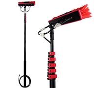 QIYFOZ Water Fed Window Cleaning Pole Kit, 6-12m Telescopic Brush with Hose Spray, Ideal Solar Panel & Outdoor Window Cleaner, 55cm Brush, 30FT/9M Length
