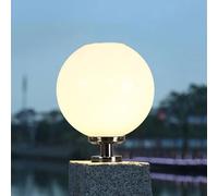 QIYHB Round Ball Waterproof Solar Outdoor Column Lamp Villa Fence Stainless Steel LED Post Light Courtyard Garden Lawn Street Lights External Landscape Patio Pillar Lighting Fixture