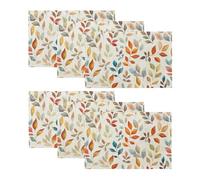 QIYI Linen-like Fabric Autumn Leaves Placemats, Rustic Vintage Fall Dining Table Mats for Kitchen Table Decoration Indoor Outdoor, Washable Watercolor Botanical Place Mats Set of 6, 45x30cm