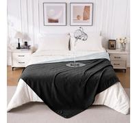 QIYI Reversible Waterproof Blanket for Bed/Sofa, 150x200cm, Black/Grey | Washable Fleece Throw Blanket King Size, Leakproof Bed Cover, Stain Resistant Furniture Protector for Pets Dogs Cats