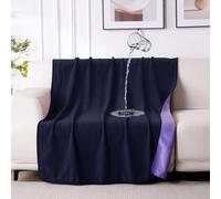 QIYI Waterproof Blanket for Bed Couch Sofa, Small Washable Reversible Flannel Throw, Leakproof Spill-Proof Mattress & Furniture Protector for Couples Dogs Cats, 102x153cm, Dk Purple/Lt Purple