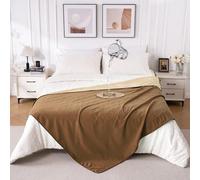 QIYI Waterproof Blanket for Bed Couch Sofa, Washable Reversible Throw King Size, Leakproof Spill-Proof Mattress & Furniture Protector for Adults Couples Dogs Cats, 150x200cm, Brown/Tan