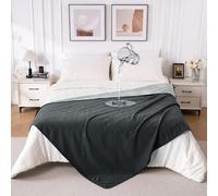 QIYI Waterproof Blanket for Bed Couch Sofa, Washable Reversible Throw King Size, Leakproof Spill-Proof Mattress & Furniture Protector for Adults Couples Dogs Cats, 150x200cm, Dk Grey/Lt Grey