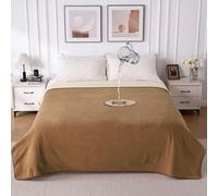 QIYI Waterproof Blanket for Bed, Large Washable Reversible Bed Cover, Leakproof Spill-Proof Furniture & Mattress Protector for Adults Couples Dogs Cats, 203x229cm, Brown/Tan