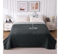 QIYI Waterproof Blanket for Bed, Large Washable Reversible Bed Cover, Leakproof Spill-Proof Furniture & Mattress Protector for Adults Couples Dogs Cats, 203x229cm, Dk Grey/Lt Grey