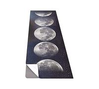 QiyI Yoga Mat Towel with Corner Pockets, Non Slip Sweat Absorbent Hot Yoga Towels, Soft Yoga Blankets with Travel Bag, Skidless Mat Cover for Workout, Gym, Fitness - 70"x26", Moon Cycle