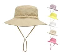 QIYIENDIAN Baby Sun Hat Wide Brim Beach Bucket Hat for Infant Toddler and Kids UPF 50+(Khaki,1-2 Years)