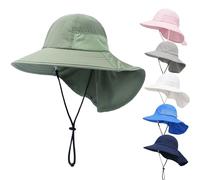 QIYIENDIAN Baby Toddler Sun Hat UPF 50+ Adjustable Sun Protection Bucket Hats Cap for Kids Boys Girls(Army Green,2-6Y)