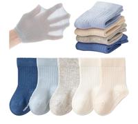 QIYIENDIAN Soft Breathable Cotton Socks 5 Pairs Summer Solid Socks for Kids Girls Boys, blue, 9-24 mesi