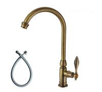 QIYOU Retro Brass Kitchen Faucet, 360 Swivel, Brown Orange, 12 inches Hose Brass & Ceramic Cartridge, Bathroom Sink Faucet