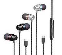 QiYTTrade Type-C In-Ear Headphones with Mic Volume Control - 2 Pack | Headset with Type-C stereo jack plug for iPhone, Samsung, Huawei, XiaoMI, laptops
