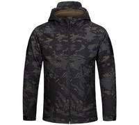 QIYUANT Children's Outdoor Tactical Clothing Camo Softshell Jacket & Pants Sets Fleece Lined Airsoft Military Camouflage Winter Combat Hunting Boys Girls (Black CP/Jacket, 160)
