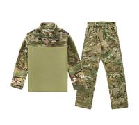 QIYUANT Children's Tactical Camo T Shirt & Pants Sets Airsoft Military Camouflage Spring Summer Autumn Combat Outdoor Hunting Hiking Camping (CP/Shirt + Pants, 170)
