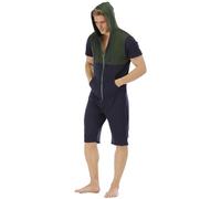 QIYUANT Mens Casual Short Jumpsuits One-Piece Summer Full-Zip Bodysuits Romper Short Sleeve Overalls with Pocket Fitness Sportswear Nightwear Sleepsuits Loungewear Playsuit (Blue, Green XXL)
