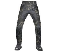 QIYUANT Mens Summer Motorbike Trousers Breathable Protective Safety Jeans Motocross Womens Retro Casual Stretch Denim Pants Riding Racing with Upgraded Removable Armours (Green, L)