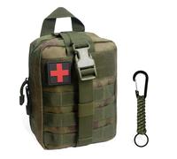 QIYUANT Molle First Aid Bag Tactical IFAK Rip-Away Utility EDC Pouch with Outdoor Hook Hiking Waist Belt Pack Survival Military EMT Emergency Medical Pouch Home Car Travel Camping Empty Green Ruins