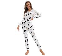QIYUANT Womens Onesie Adult Jumpsuit Soft One Piece All in One Pajamas Button Down Pajama Set Overall Spring Autumn Winter Homewear Nightwear Loungewear Sleepsuits (Cows, XXL)