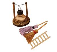 QIYUDUOLA 1/12 Miniature Country Life Scene Realistic Dollhouses Rural Scene Decoration with Hanging Stove Firewood