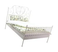 QIYUDUOLA Antique Iron Bed for 1/12 Dollhouses Decoration Furniture with Removable Bedding Mattress Model Scene