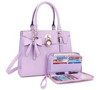 Qiyuer Women High End Satchel Tote Shoulder Handbags Purses Wallet Set, A7-2pcs/Set Lavender