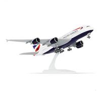 QIYUMOKE 1/240 A380 Model Plane for British Airways for Airbus A380 Model Plane with Stand (12 Inch Length) Prefabricated Model Kit for Adults - Creative Gifts from Aerial Traffic