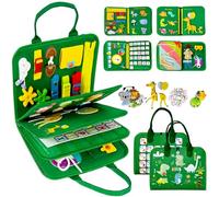 Qizfun Busy Board Montessori Toy for Kids Ages 3+, Educational Sensory Learning Toy for Fine Motor Skills, Preschool Travel Toy for Airplane & Car, Gifts for Boys and Girls