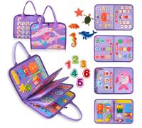 Qizfun Mermaid Busy Board & Busy Book for Toddlers - Keeps Toddlers Busy & Learning, Sensory Travel Toy for Airplane & Car, Screen-Free Montessori Gift for Toddler Boys & Girls