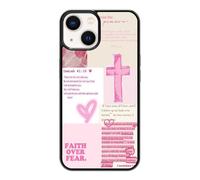 qizjio Bible Verse Phone Case Shockproof Protective Pink Cross Cases for iPhone 14 Plus