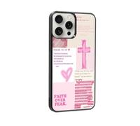 qizjio Bible Verse Phone Case Shockproof Protective Pink Cross Cases for iPhone 15 Pro Max