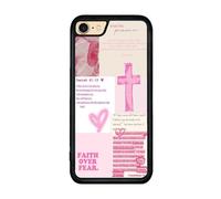 qizjio Bible Verse Phone Case Shockproof Protective Pink Cross Cases for iPhone 7/8/SE