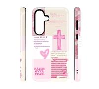 qizjio Bible Verse Phone Case Shockproof Protective Pink Cross Cases for Samsung Galaxy S25
