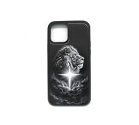 qizjio for iPhone 12/12 Pro Case, 3D Embossed Lion Cross Phone Case