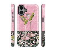 qizjio for iPhone 16 Plus Case, Pink Martini Phone Case