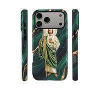 qizjio San Judas Green Marble Phone Case Shockproof Protective Mexican Cases for iPhone 17 Pro Max