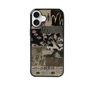 qizjio Vintage Japanese Phone Case Shockproof Protective Dark Aesthetic Collage Anime Phone Case for iPhone 16 Plus