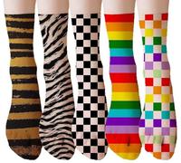 QIZLDBGF Women's Transparent Ankle Silk Socks, Comfortable and Elastic Silk, Zebra to Rainbow Frames in Literary and Artistic Retro Colors (10 Mixed Pairs)