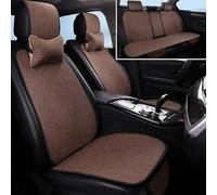 QIZUN Breathable Car Seat Cushion Pad for Ford Mustang VI 2014-2023, Linen Seat Protector with Front Storage Pockets & Anti-Slip Bottom Front and Rear Seat Covers with Neck Pillows,Coffee