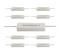 Qjaiune 10Pcs Cement Resistor 10W 500 Ohm Resistor, Ceramic Resistor Non-Inductive Power Resistor, Precharge Horizontal Resistors Wirewound Resistor, Flame Resistance
