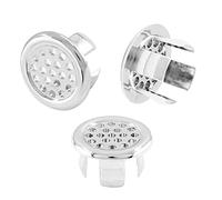Qjaiune 3 Pack Sink Overflow Ring, Chrome Plastic Mesh Basin Drain Cover | Fits 22-25mm Overflow Hole, Tool-Free Flex Buckle Install, Anti-Aging Rust Proof, for Ceramic Bathroom Kitchen Sink