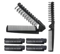 Qjaiune 6PCS Travel Foldable Brush Comb Portable Folding Comb, Anti-Static Hair Comb Mini Pocket Comb, Double Headed Hair Brush Hairdressing Tools Plastic Folding Comb for Men Women (Black)