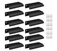 Qjaiune Black Back Mount Finger Edge Pull 80mm/3.15", Aluminum Hidden Handle Concealed Tab Pulls for Home Kitchen Living Room Door Drawer Cabinet (12Pcs)
