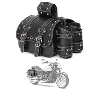 QJBOMTO High-Density Leather Motorcycle Saddlebags-Throw Over Saddle Bags Panniers Side Bags with Cup Holder,Waterproof,Side Tool Bag,Storage Tool Bag for Motorbike,Universal,1Pair, M (Black2)