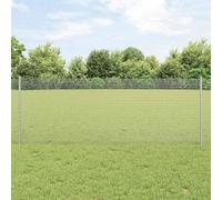 QJBSAVVA 10×0.8 m Silver Steel Garden Fence Set with Posts, Mesh Screening for Dogs, Terraces, Lawns, Rust-Resistant, Easy Install