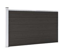QJBSAVVA 175x105 cm WPC Fence Panel Black Modular Garden Fencing Set 5 Boards 1 Post, Wood-Plastic Privacy Screen for Patio Balcony Outdoor Use